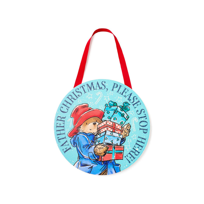 Paddington 'Father Christmas, Please Stop Here' Sign - Blue
