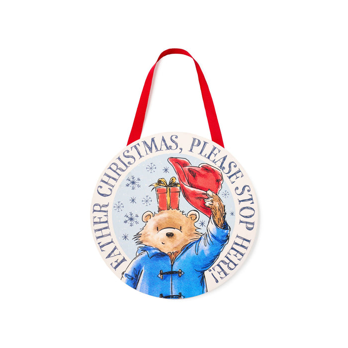 Paddington 'Father Christmas, Please Stop Here' Sign - White