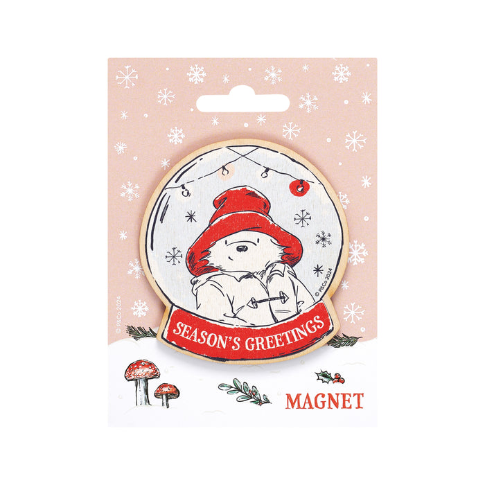 Paddington Christmas Globe Wooden Fridge Magnet 79mm