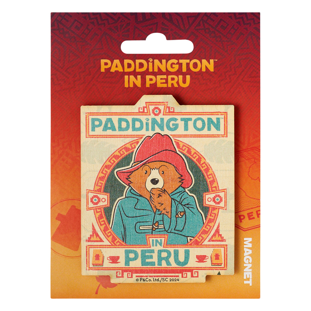 Paddington in Peru Wooden Square Magnet