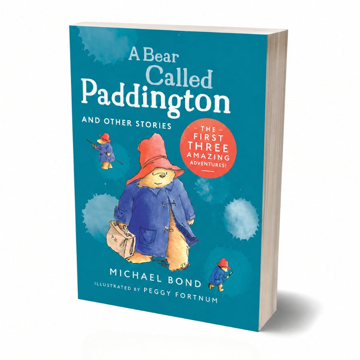 Book cover of 'A Bear Called Paddington and other stories' with Paddington Bear on a blue background