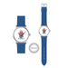 Two watches with blue straps and Paddington Bear design on a white background