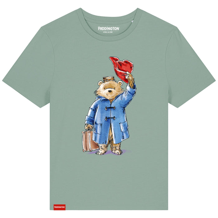 T-shirt with Paddington Bear design on a light green background