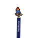A blue paddington pen with brass cartoon bear artwork as a topper