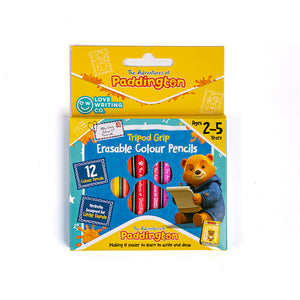 Paddington Erasable Tripod Grip Colour Pencils 12 Pack: Ages 2-5