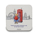 Coffee table Coaster with Paddington Bear and telephone box sketch with london skyline and classic quote