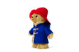 Paddington Stuffed teddy bear wearing a red hat and blue coat on a white background