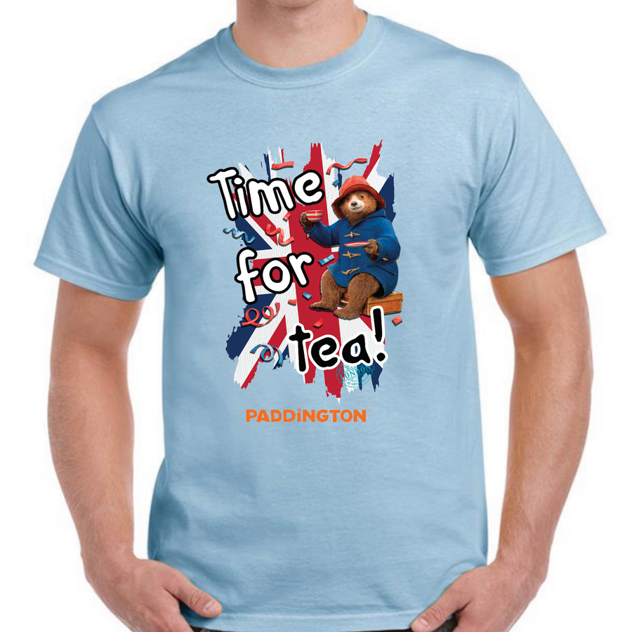 Paddington Time For Tea Adult T-Shirt (Light Blue)