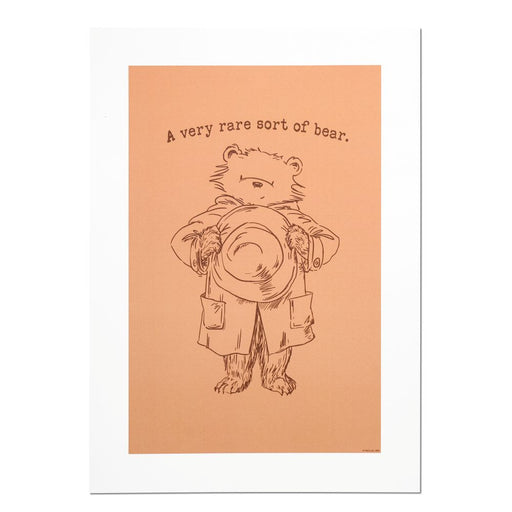 A very rare sort of bear paddington A4 poster print in orange and peach tones