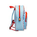 Light blue backpack with red accents on a white background