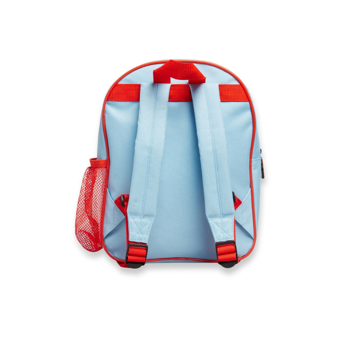 Backpack with red accents on a white background