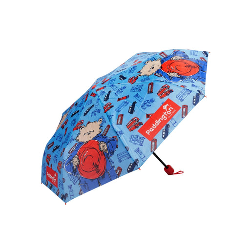 Children's umbrella with Paddington Bear design on a blue background