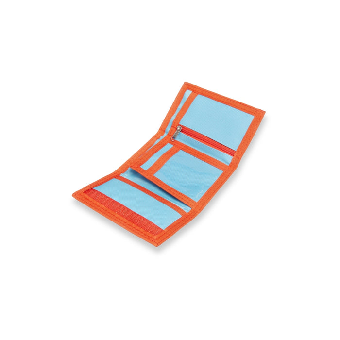 Small wallet with red border and Blue inserts on a white background