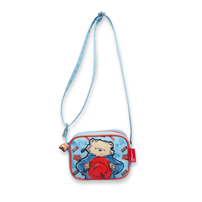 Children's crossbody bag with a bear design on a white background