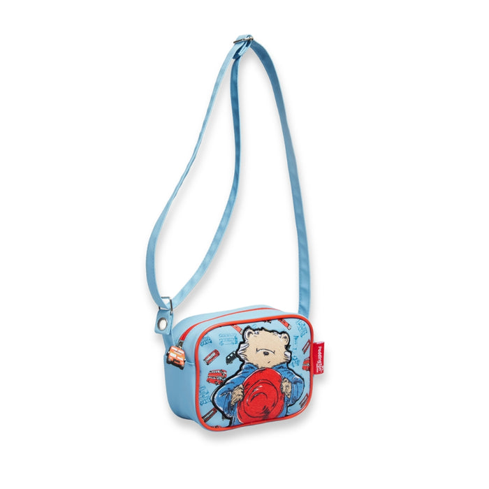 Children's crossbody bag with a bear design on a white background
