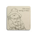 A cream Paddington coffee table coaster with sketch and quote