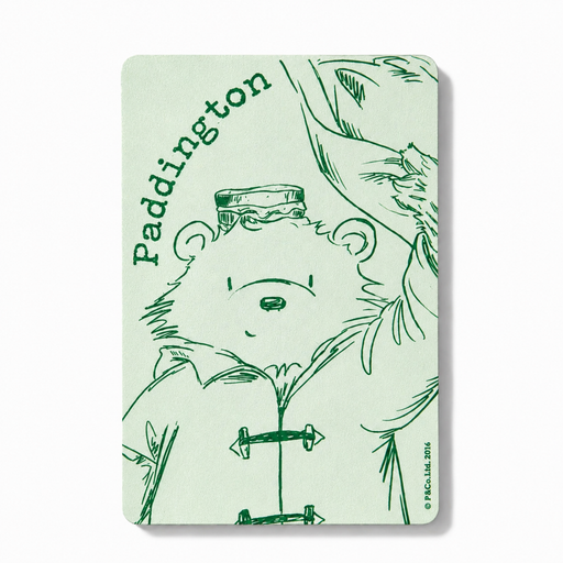 Magnet with Paddington Bear illustration on a light green background