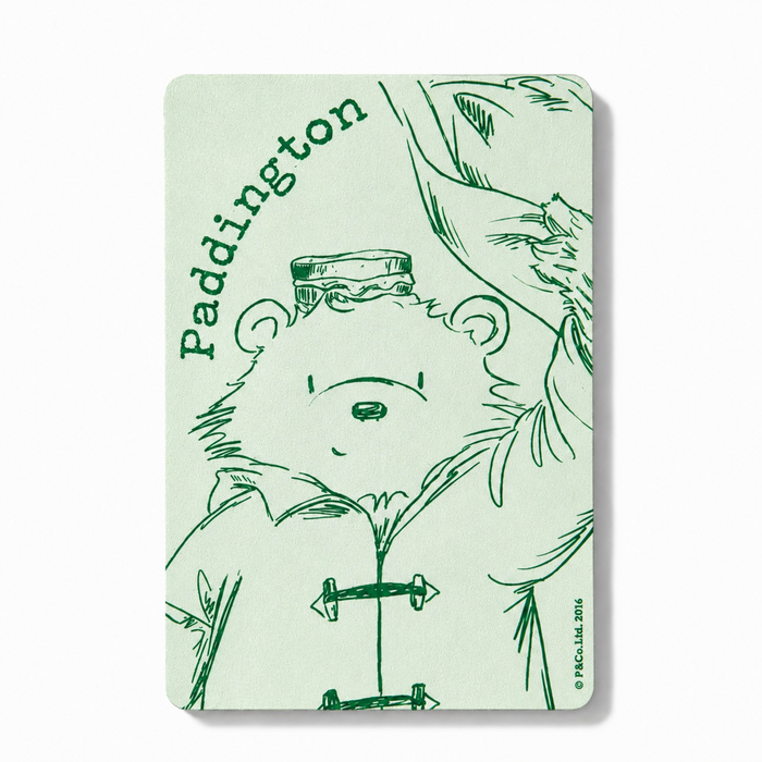 Magnet with Paddington Bear illustration on a light green background