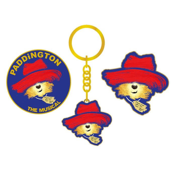 Paddington The Musical pin badges and keyring trio gift set