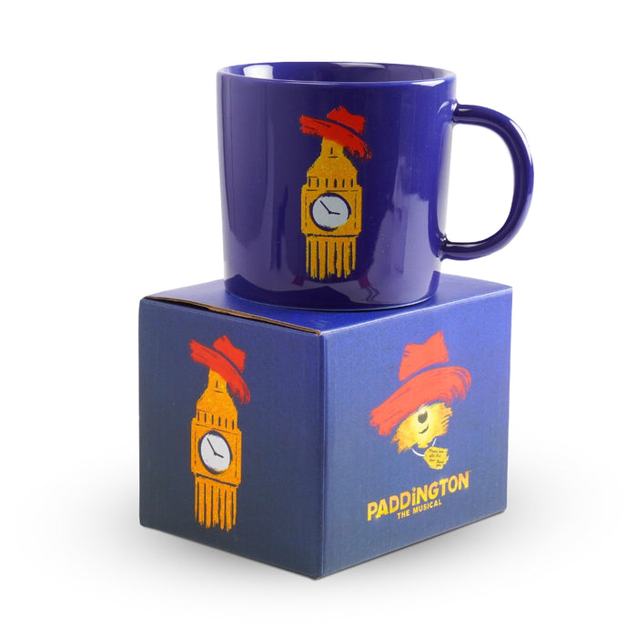 Blue mug with Paddington Bear design on a matching box