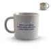 Gray mug with text 'Aunt Lucy says, When skies are grey, hope finds a way' on a white background