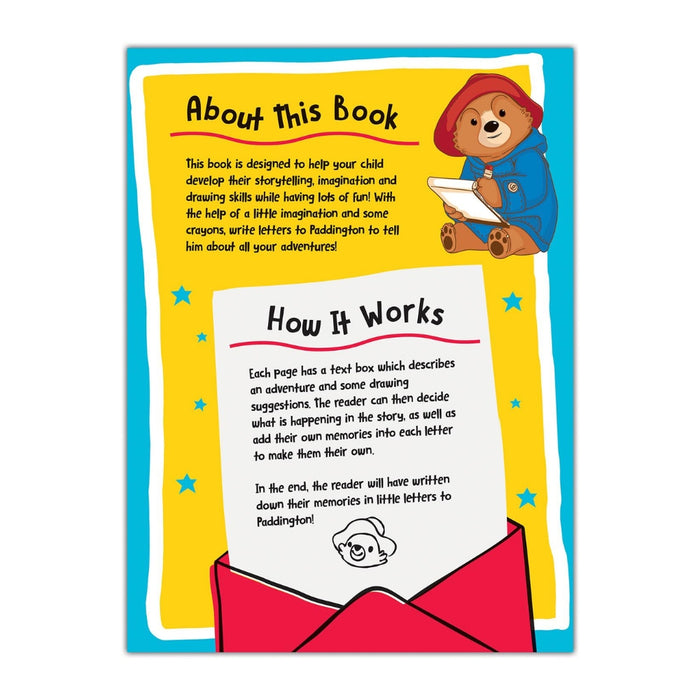 Instructions for a children's book with Paddington Bear on a yellow and blue background