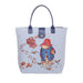 Blue and white striped foldable shopper bag with Paddington illustrations
