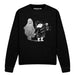 Black Halloween sweatshirt with white graphic of a bear and ghost, featuring the Paddington Bear brand.