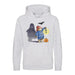 Grey Halloween hoodie with Paddington Bear and ghost design on a white background
