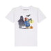 White t-shirt with Paddington Bear and ghost design on a white background