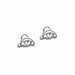 Silver Paddington-shaped earrings on a white background