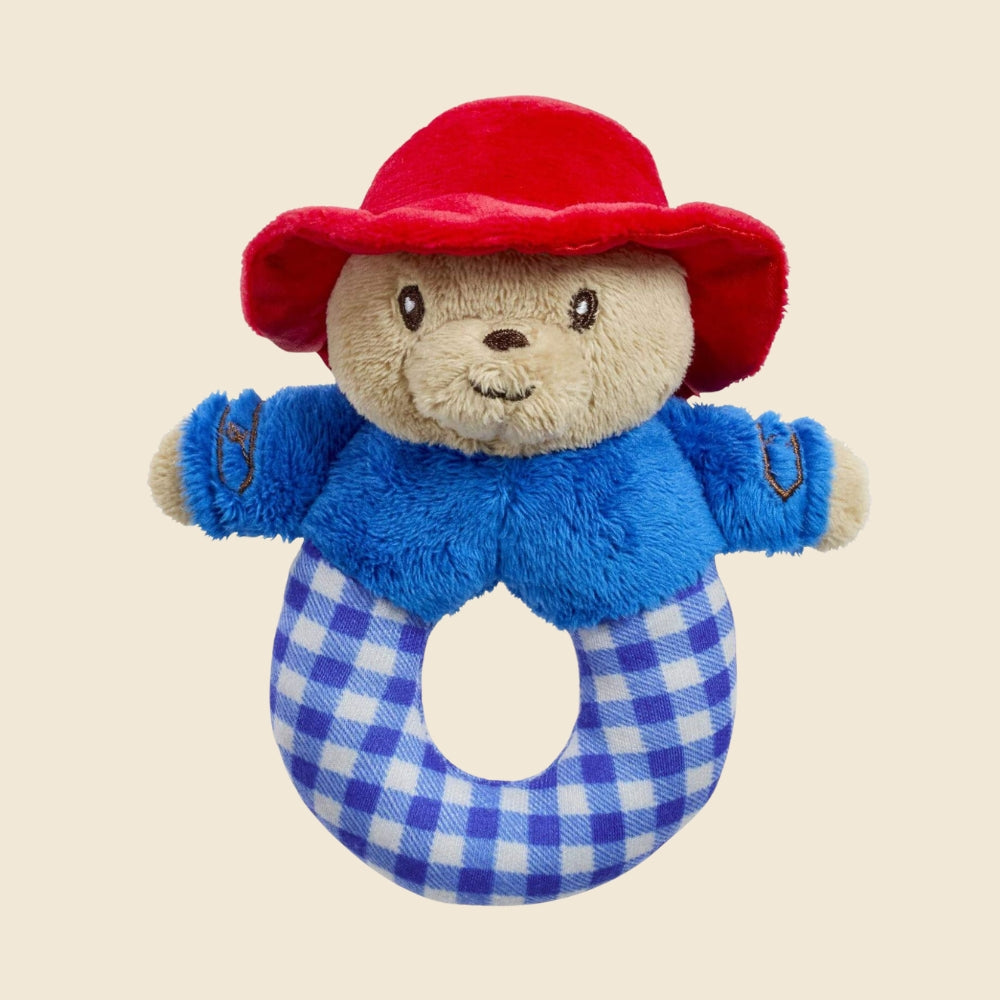 Paddington Infant Collection with blue and white gingham Baby Rattle 