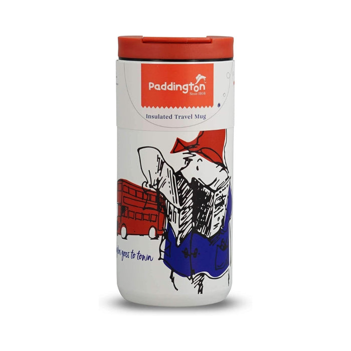 Paddington insulated travel mug with character illustration on a white background