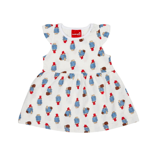 Children's dress with teddy bear pattern on a white background