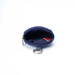 A small navy blue zippered pouch with a silver metal key ring attachment, shown open on a plain white background.