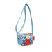 Children's red and blue messenger bag with a paddington bear design on a white background