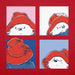 A square graphic print featuring a four-panel pop-art style illustration of a Paddington bear wearing a red hat, set against a red textured background.
