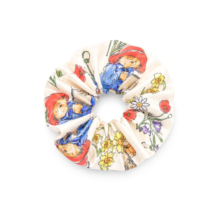 Scrunchie with Paddington Bear design on a white background