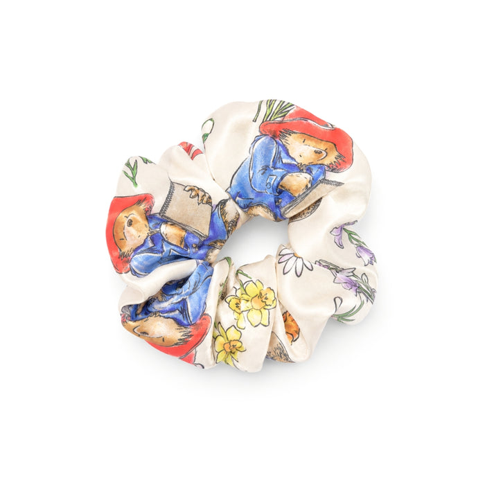 Scrunchie with Paddington Bear design on a white background