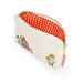 Small pouch with a cartoon paddington bear and floral design on a white background
