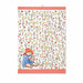 Tea towel with Paddington bear writing a book surrounded by flowers on a white background