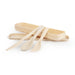 Set of picnic cutlery knife fork spoon and tray on a white background
