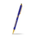 Blue pen with gold accents on a white background