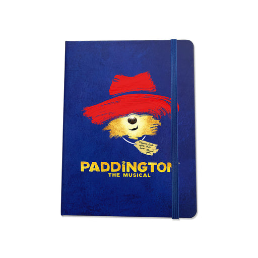 Notebook with Paddington Bear design and 'Paddington The Musical' text on a blue background