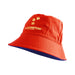 Red bucket hat with 'Paddington' branding on a white background