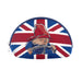A cosmetic bag featuring Paddington Bear design, predominantly red, white, and blue resembling the Union Jack.