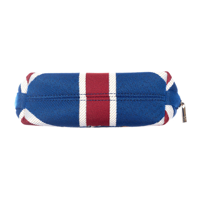 Side view of Paddington red white and blue Union Jack Cosmetic Makeup bag
