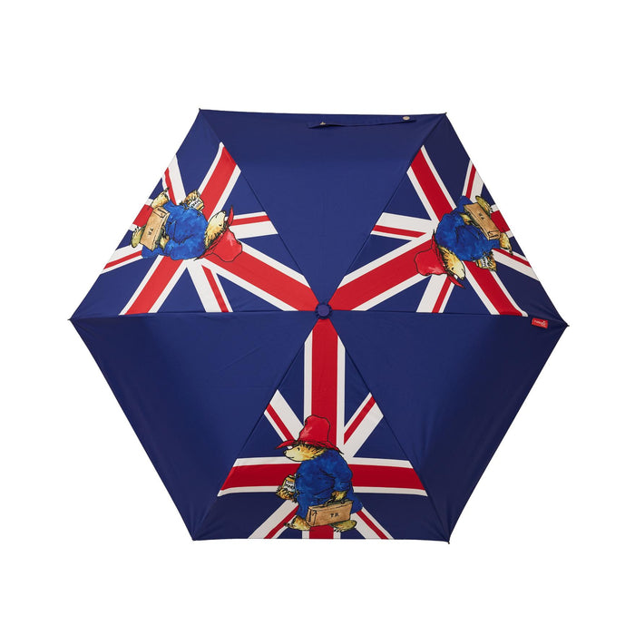 Umbrella with Union Jack design on a white background with Paddington bear