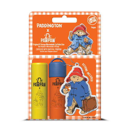 Dr. Pawpaw and Paddington Bear product set packaging on a white background