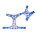 A blue and white checkered dog harness with a cartoon paddington pattern, featuring adjustable plastic buckles on all straps, shown on a plain white background.